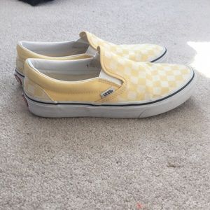 Yellow and white checkered vans size 8